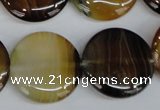 CAG1309 15.5 inches 25mm flat round line agate gemstone beads