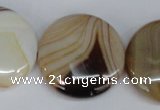 CAG1310 15.5 inches 30mm flat round line agate gemstone beads