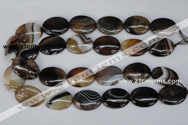 CAG1317 15.5 inches 22*30mm oval line agate gemstone beads