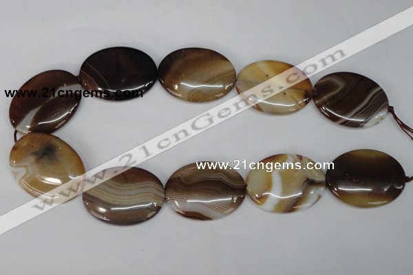 CAG1319 15.5 inches 30*40mm oval line agate gemstone beads