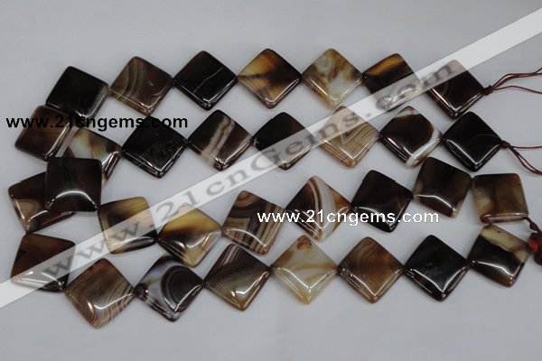 CAG1328 15.5 inches 20*20mm diamond line agate gemstone beads