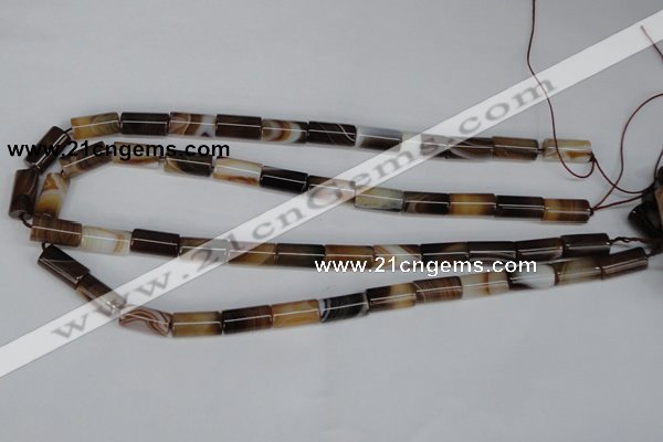 CAG1332 15.5 inches 8*16mm tube line agate gemstone beads