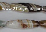 CAG1335 15.5 inches 12*40mm rice line agate gemstone beads