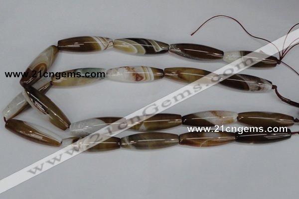 CAG1335 15.5 inches 12*40mm rice line agate gemstone beads