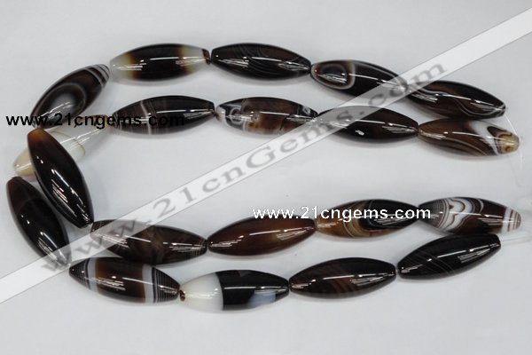 CAG1337 15.5 inches 15*40mm rice line agate gemstone beads