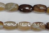 CAG1340 15.5 inches 10*15mm faceted rice line agate gemstone beads