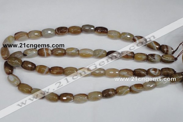 CAG1340 15.5 inches 10*15mm faceted rice line agate gemstone beads