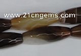 CAG1342 15.5 inches 10*30mm faceted rice line agate gemstone beads