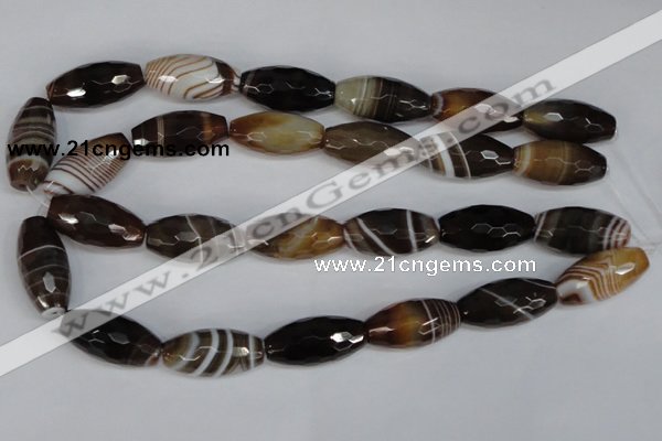 CAG1344 15.5 inches 15*30mm faceted rice line agate gemstone beads