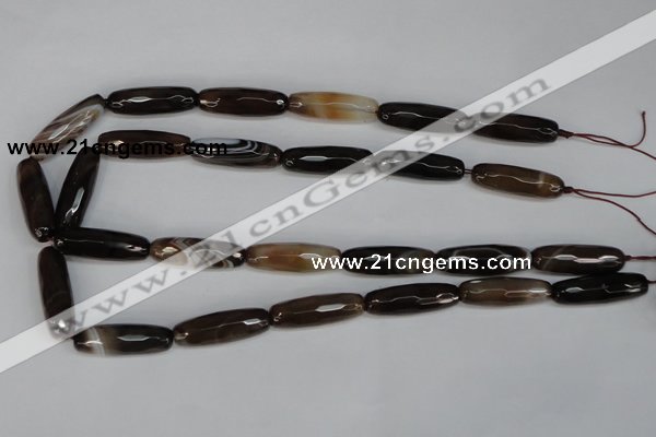 CAG1345 15.5 inches 10*30mm faceted rice line agate gemstone beads