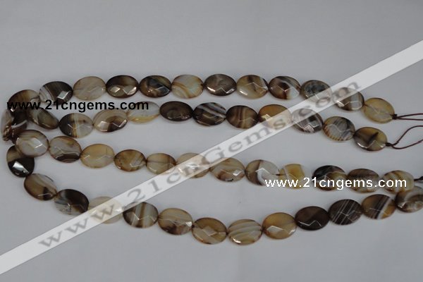 CAG1348 15.5 inches 12*16mm faceted oval line agate gemstone beads