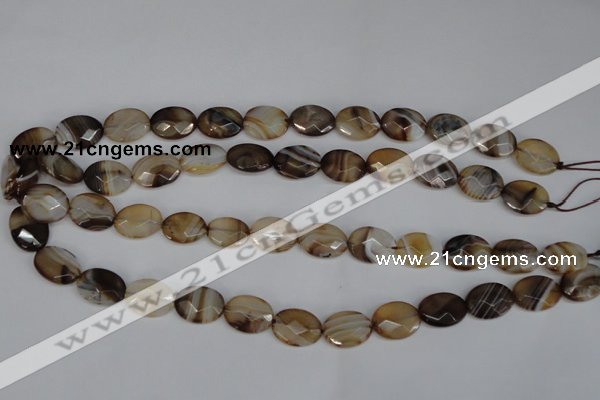 CAG1348 15.5 inches 12*16mm faceted oval line agate gemstone beads