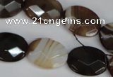 CAG1349 15.5 inches 15*20mm faceted oval line agate gemstone beads