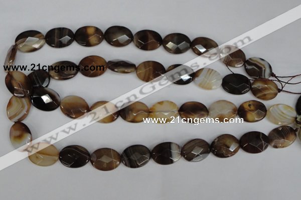 CAG1349 15.5 inches 15*20mm faceted oval line agate gemstone beads