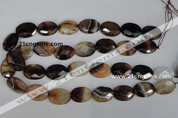 CAG1350 15.5 inches 18*25mm faceted oval line agate gemstone beads