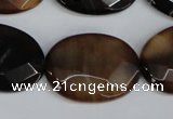 CAG1351 15.5 inches 22*30mm faceted oval line agate gemstone beads