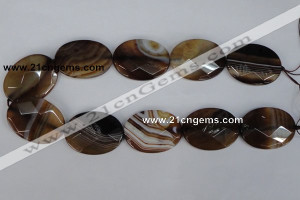 CAG1352 15.5 inches 30*40mm faceted oval line agate gemstone beads