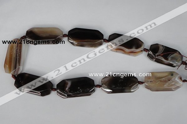 CAG1355 15.5 inches 23*43mm faceted rectangle line agate gemstone beads