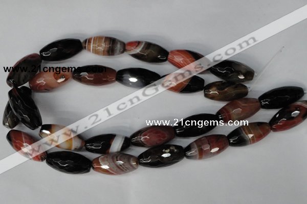 CAG1363 15.5 inches 15*30mm faceted rice line agate gemstone beads