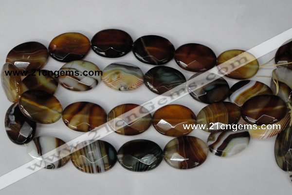 CAG1368 15.5 inches 22*30mm faceted oval line agate gemstone beads