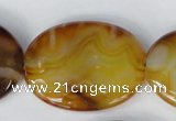 CAG1370 15.5 inches 30*40mm faceted oval line agate gemstone beads