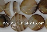 CAG1378 15.5 inches 20mm faceted coin line agate gemstone beads