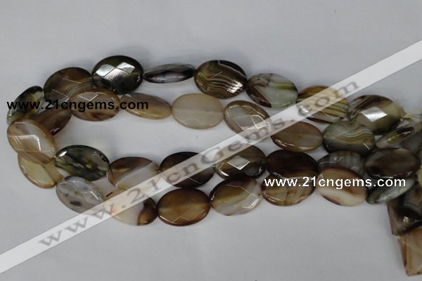 CAG1385 15.5 inches 18*25mm faceted oval line agate gemstone beads