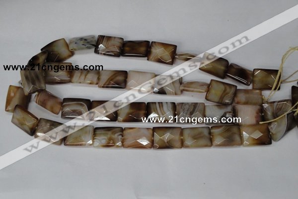 CAG1390 15.5 inches 15*20mm faceted rectangle line agate gemstone beads