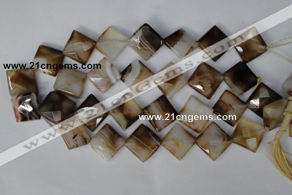 CAG1395 15.5 inches 20*20mm faceted diamond line agate gemstone beads