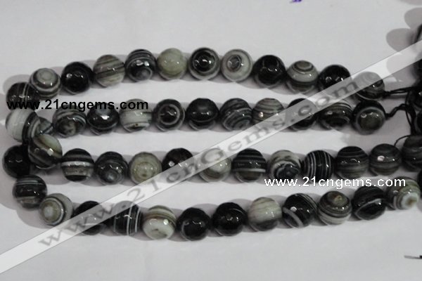 CAG1407 15.5 inches 16mm faceted round line agate gemstone beads