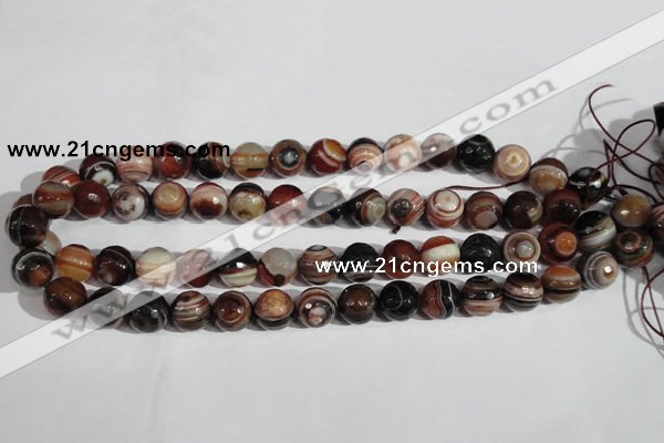 CAG1415 15.5 inches 12mm faceted round line agate gemstone beads