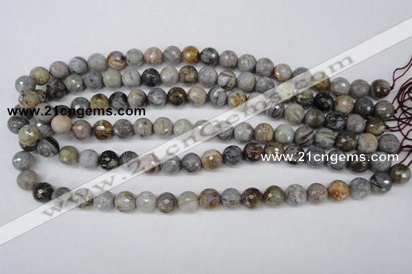 CAG1423 15.5 inches 10mm faceted round silver needle agate beads