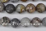 CAG1424 15.5 inches 12mm faceted round silver needle agate beads