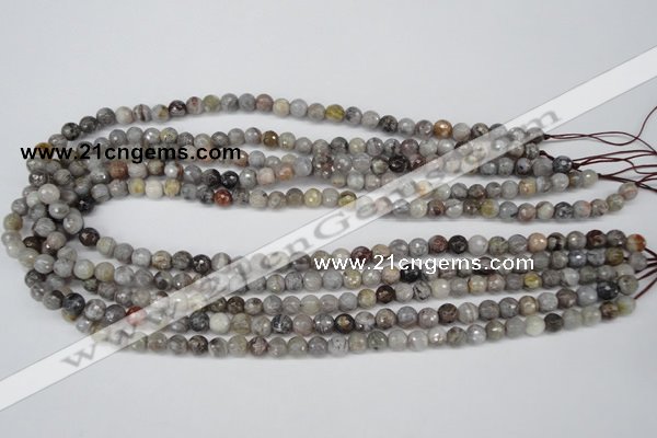 CAG1431 15.5 inches 6mm faceted round bamboo leaf agate beads