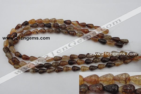 CAG1445 15.5 inches 8*12mm teardrop dragon veins agate beads