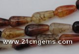 CAG1446 15.5 inches 8*16mm teardrop dragon veins agate beads