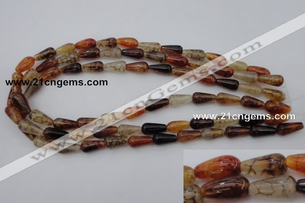 CAG1446 15.5 inches 8*16mm teardrop dragon veins agate beads