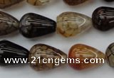 CAG1449 15.5 inches 13*18mm teardrop dragon veins agate beads