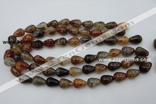 CAG1449 15.5 inches 13*18mm teardrop dragon veins agate beads