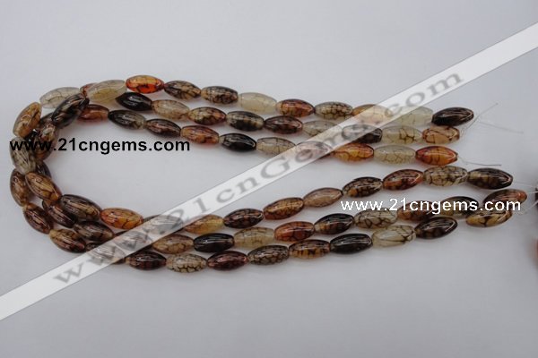 CAG1452 15.5 inches 6*16mm rice dragon veins agate beads