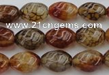 CAG1455 15.5 inches 10*15mm twisted rice dragon veins agate beads