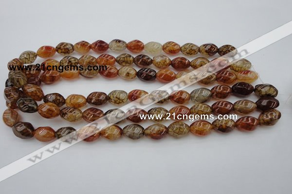 CAG1455 15.5 inches 10*15mm twisted rice dragon veins agate beads