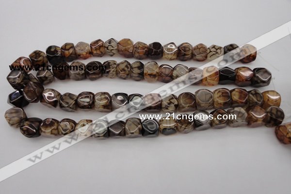 CAG1458 15.5 inches 12*13mm faceted nuggets dragon veins agate beads
