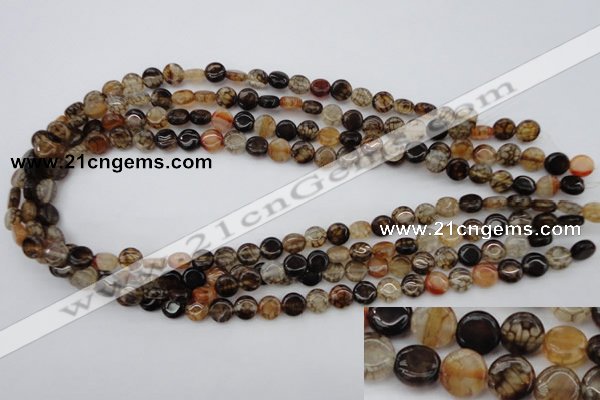 CAG1460 15.5 inches 8mm flat round dragon veins agate beads
