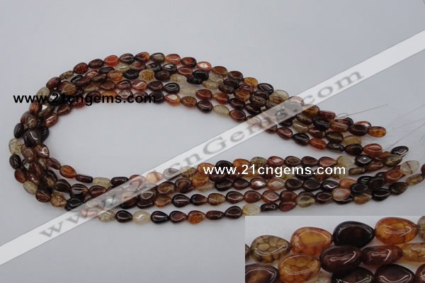 CAG1469 15.5 inches 6*8mm flat teardrop dragon veins agate beads