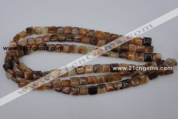 CAG1471 15.5 inches 10*10mm square dragon veins agate beads