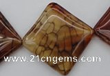 CAG1488 15.5 inches 30*30mm diamond dragon veins agate beads