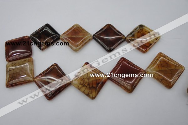 CAG1488 15.5 inches 30*30mm diamond dragon veins agate beads