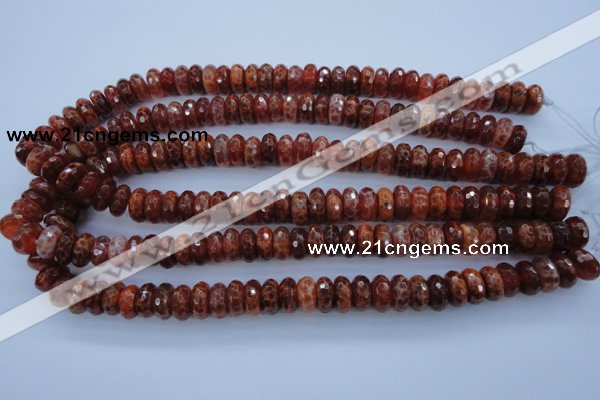 CAG1492 15.5 inches 6*12mm faceted rondelle natural fire agate beads