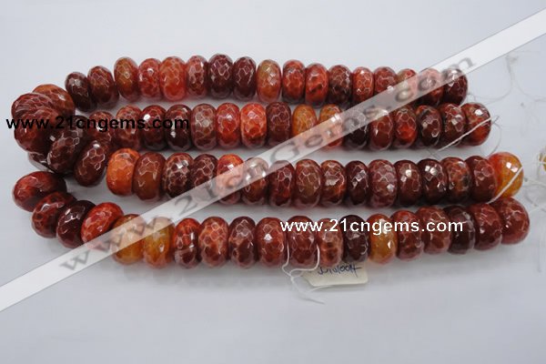 CAG1495 15.5 inches 10*20mm faceted rondelle natural fire agate beads